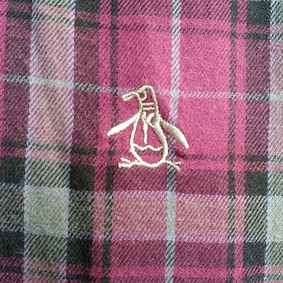 Penguin Plaid Wine Classic Fit Shirt Sz XL - Picture 5 of 9